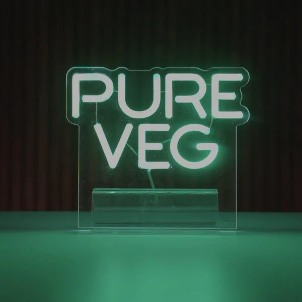 Pure Veg Table Top Neon Sign