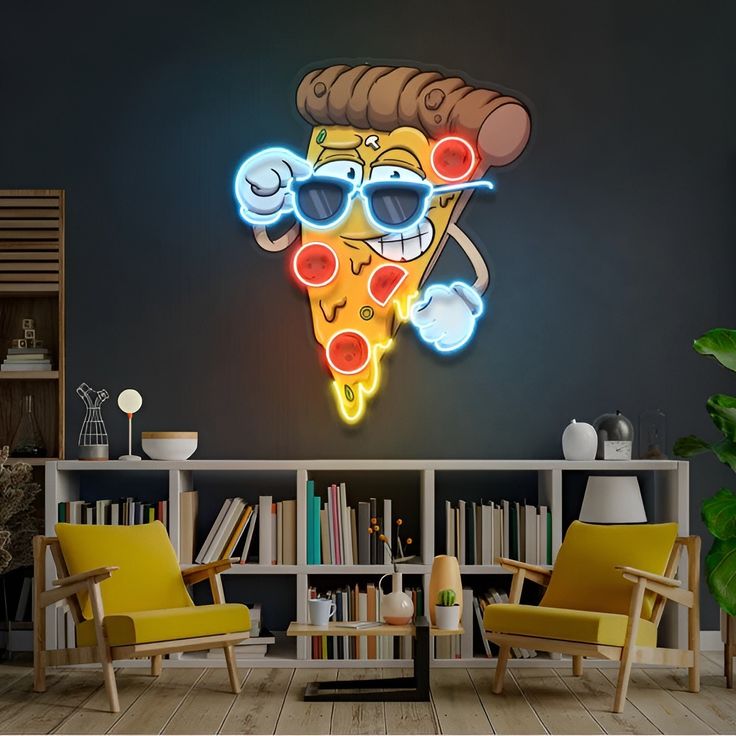 Pizza Slice LED Neon Sign – Funky Wall Decor for Room & Café