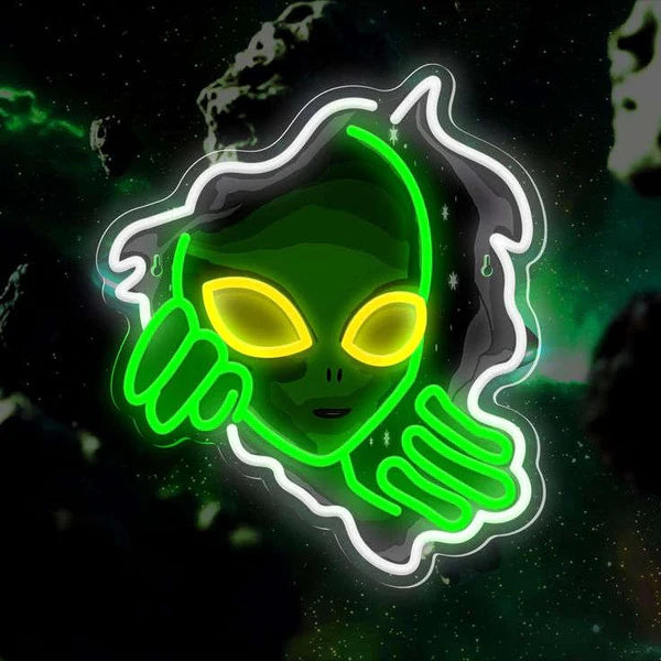 Alien Face Neon Sign โ LED Wall Light for Room, Gaming & Aesthetic Decor