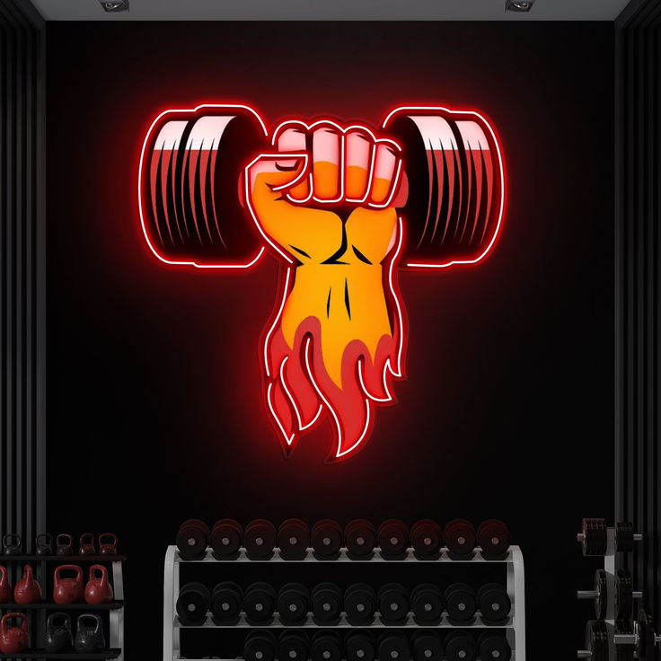 Dumbbell LED Neon Sign β Gym Motivation Wall Decor for Fitness Setup