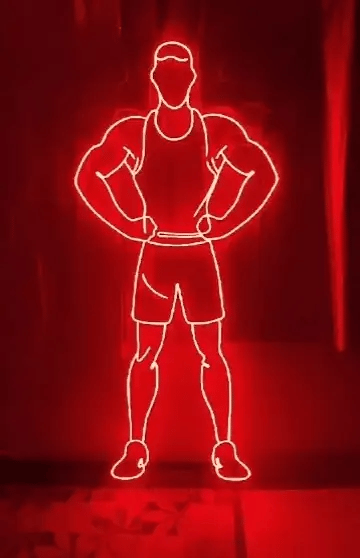 Power Athlete Motion Neon Sign โ LED Gym Wall Light for Fitness Room, Studio & Workout Setup