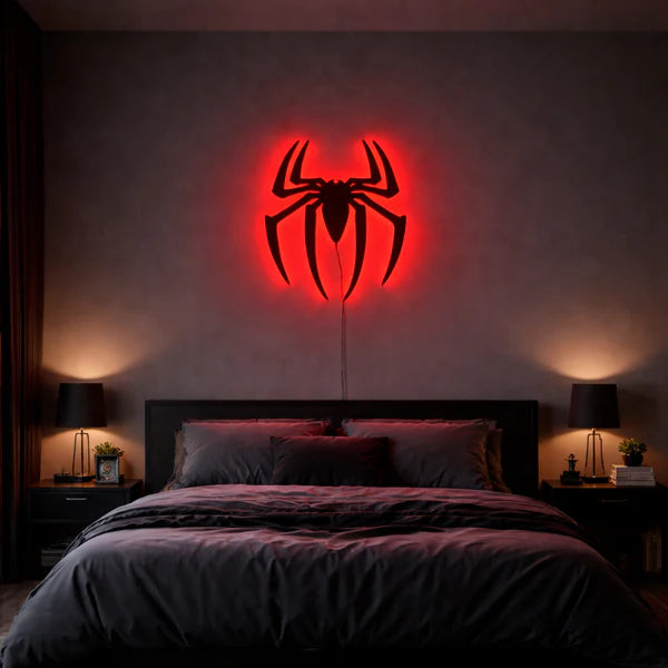 Spider Emblem Neon Sign โ Superhero LED Wall Light for Room, Gaming & Man Cave Decor