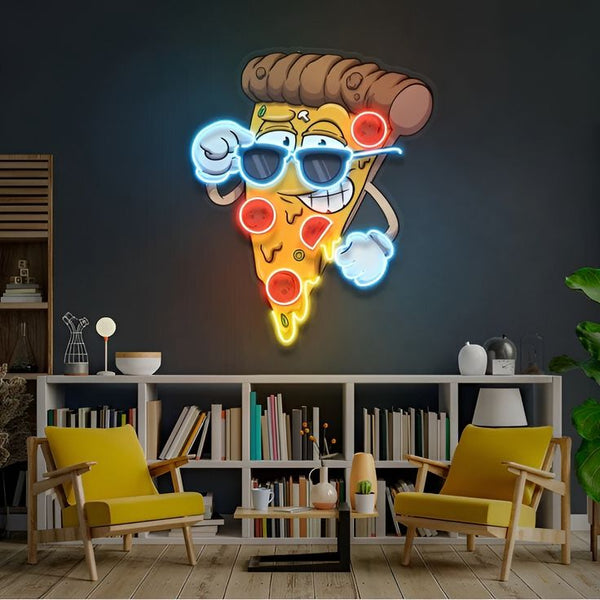 Pizza Slice LED Neon Sign – Funky Wall Decor for Room & Café