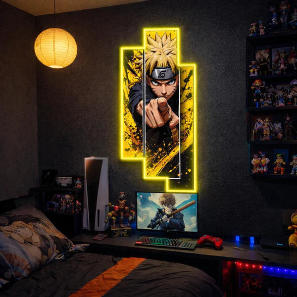 Naruto Yellow Neon Sign – Anime LED Wall Art Vertical Light for Room & Gaming Setup