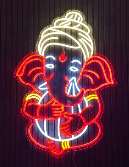 Ganesha With Modak Neon Sign