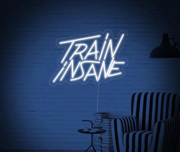 Train Insane Neon Sign – LED Gym Motivation Wall Light for Fitness Room & Workout Setup