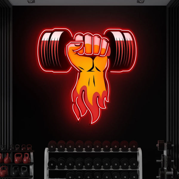 Dumbbell LED Neon Sign – Gym Motivation Wall Decor for Fitness Setup