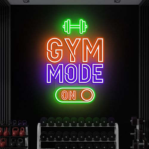Gym Mode On Neon Sign – LED Fitness Wall Light for Gym Room, Workout Setup & Studio Decor