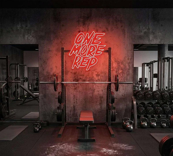 One More Rep Neon Sign – LED Gym Motivation Wall Light for Fitness Room & Workout Setup