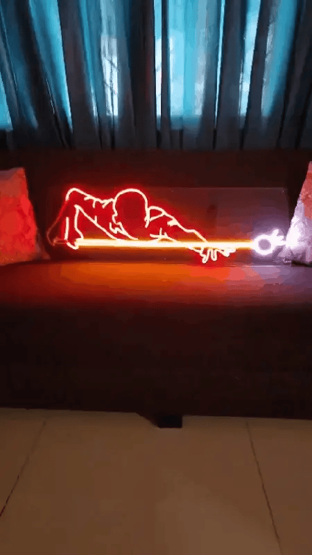 Snooker Player Motion Neon Sign – LED Sports Wall Light for Room, Game Zone & Café Decor