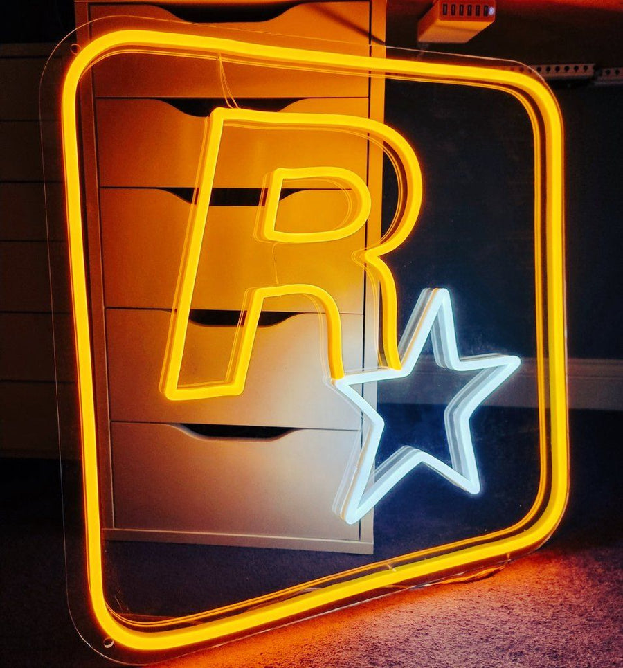 Rockstar Games Logo LED Neon Sign – Gaming Wall Decor for Setup 🎮🔥