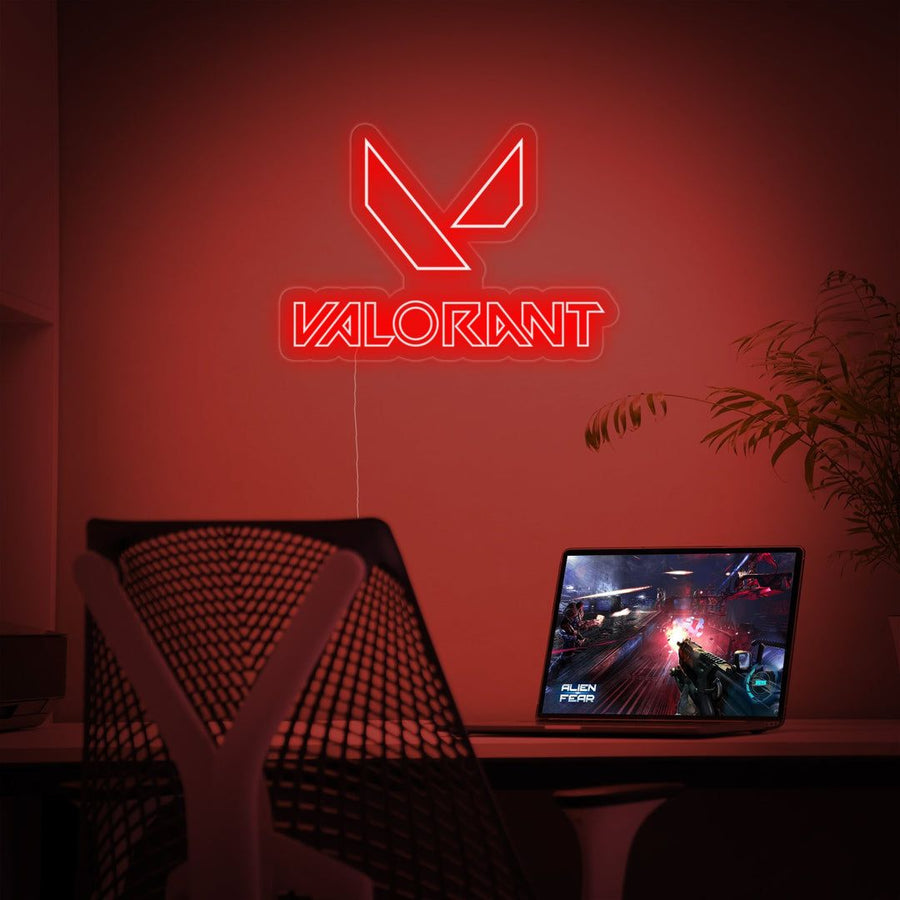 Valorant Logo LED Neon Sign – Gaming Setup Wall Decor 🎮🔥